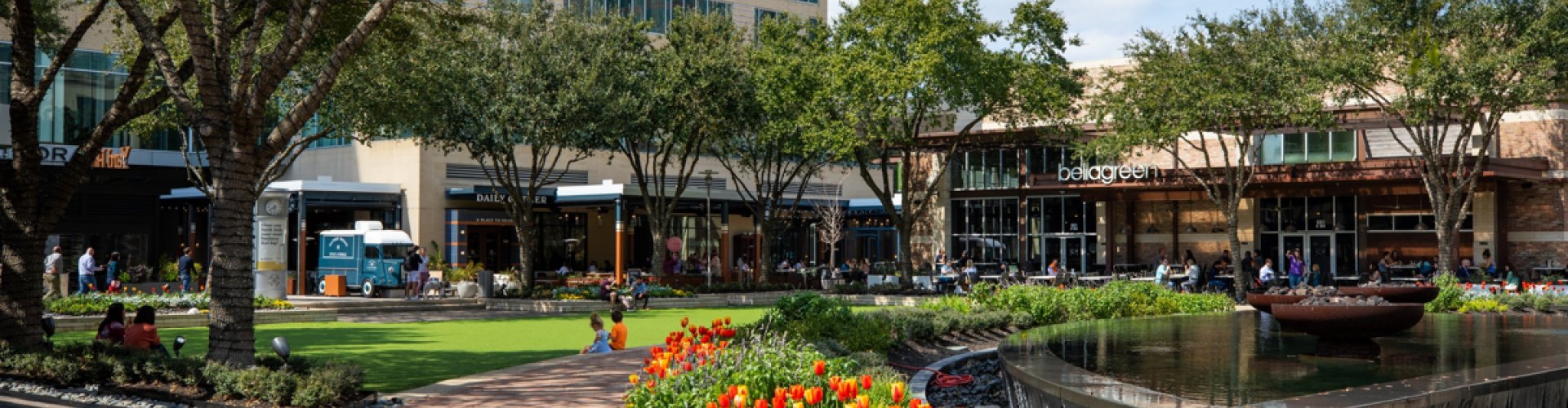 Houston night skyline with parked cars