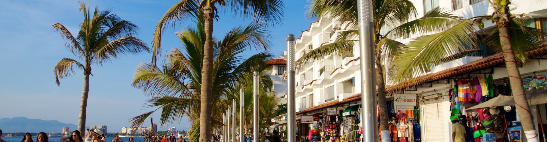 Puerto Vallarta night skyline with parked cars