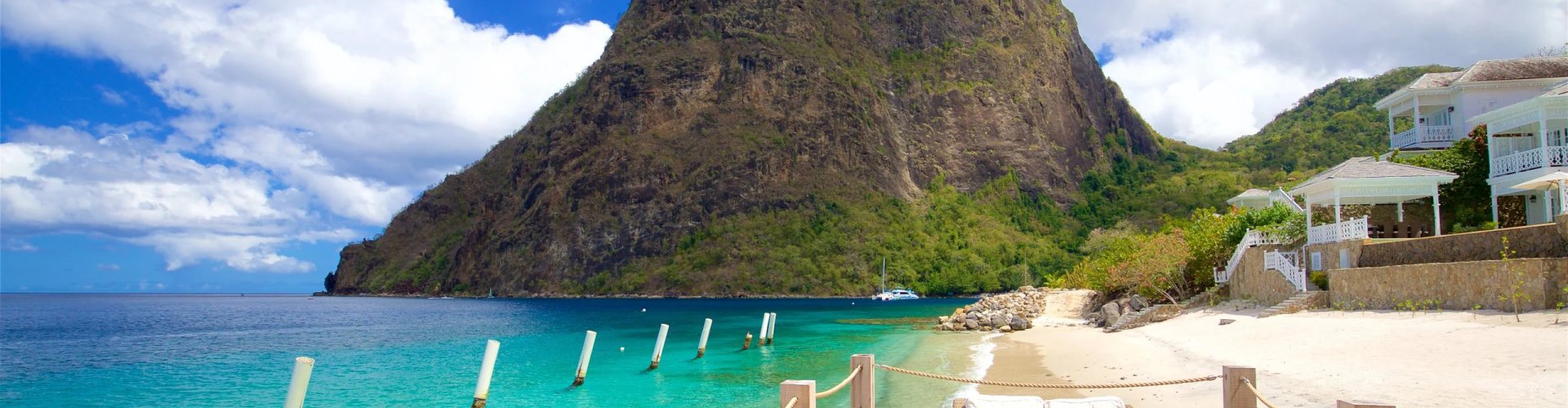 Saint Lucia night skyline with parked cars