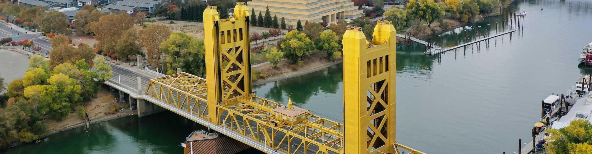 Sacramento night skyline with parked cars